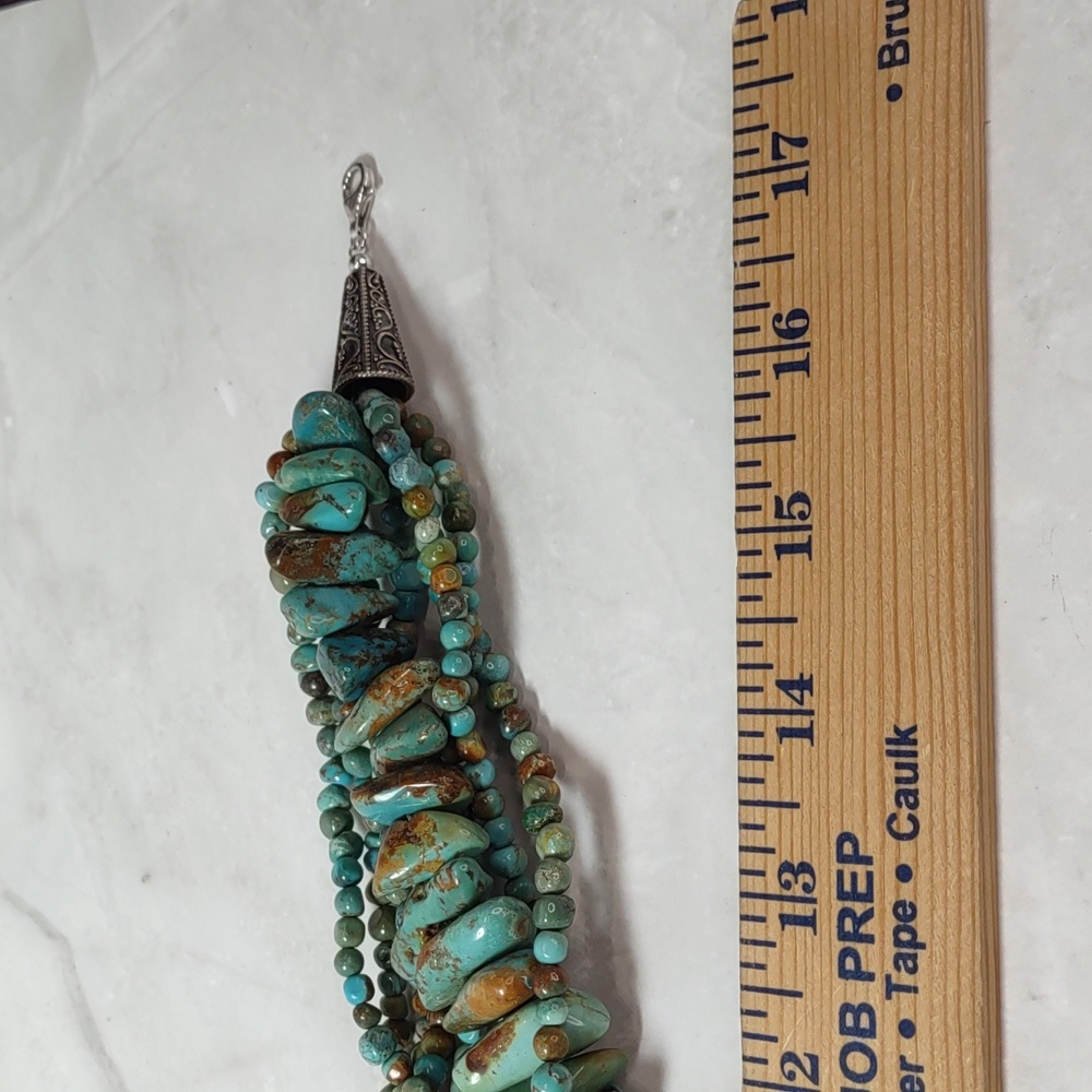 Stunning Southwestern Inspired Multi Strand Turquoise Necklace - Picture 9 of 10